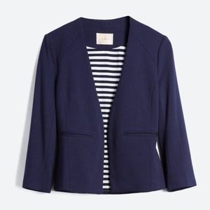 Skies Are Blue Amande Collarless Blazer in Navy